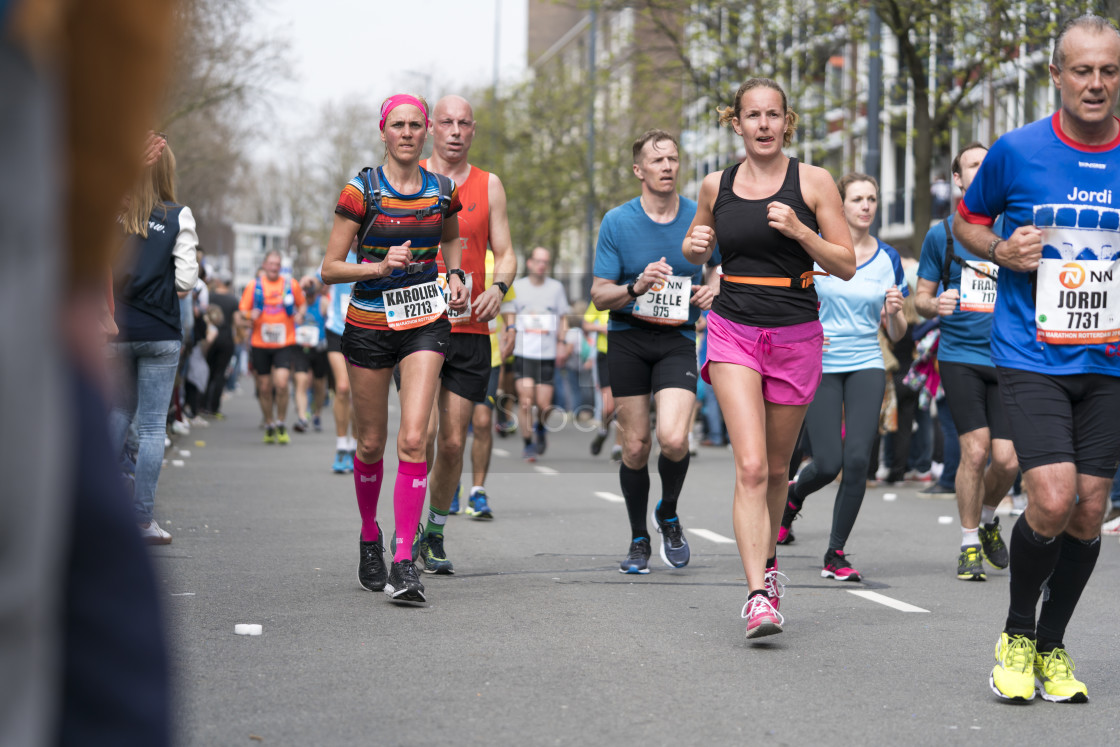 "Runners on the road" stock image