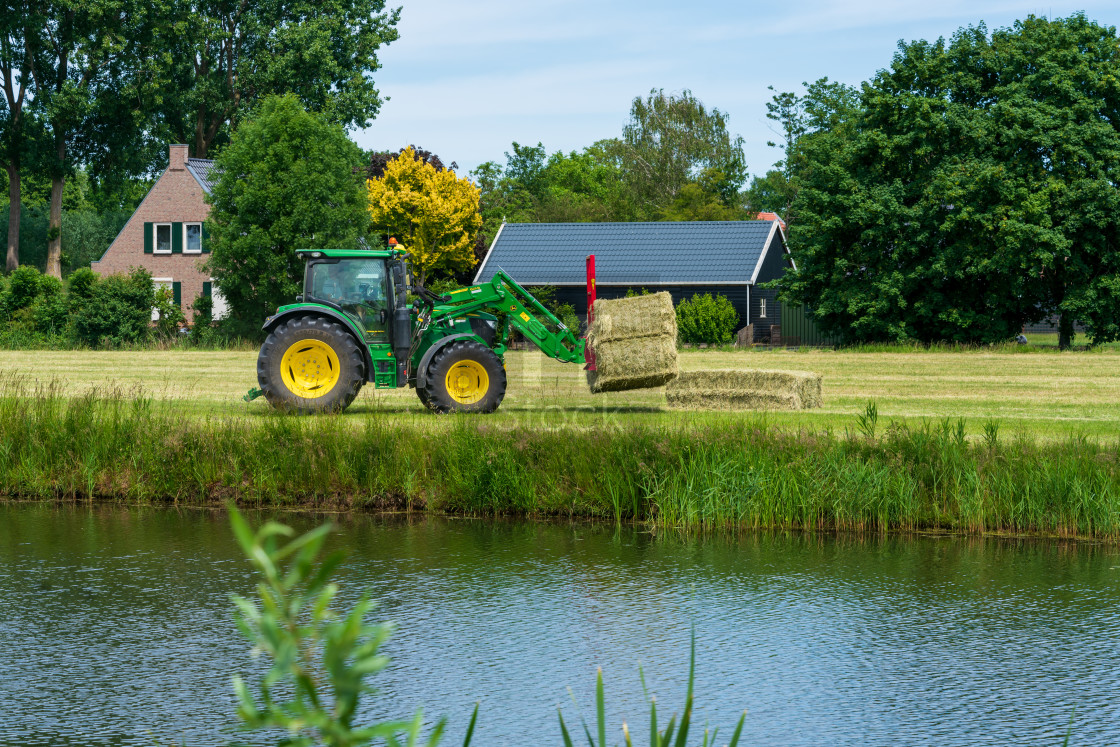 "Harvesting bales of hay 8" stock image