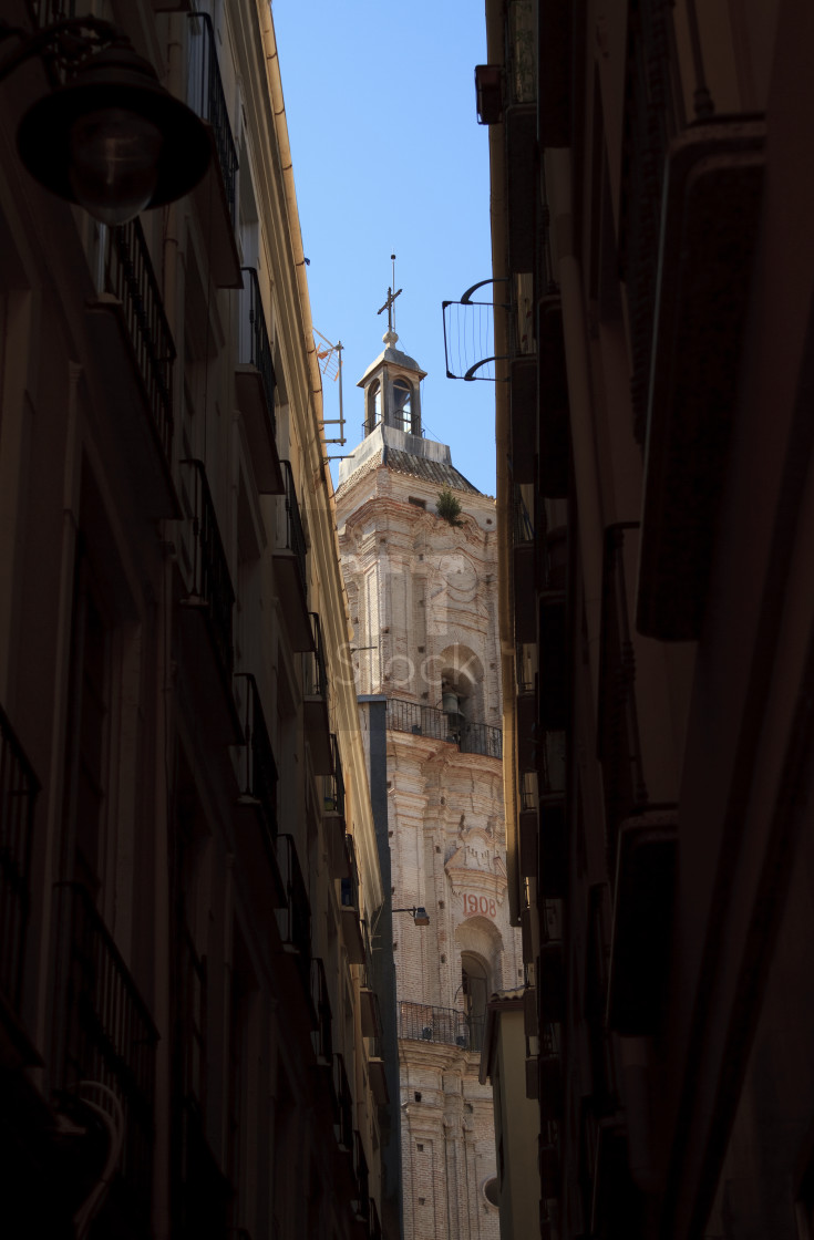 "Church tower of San Juan in Malaga" stock image