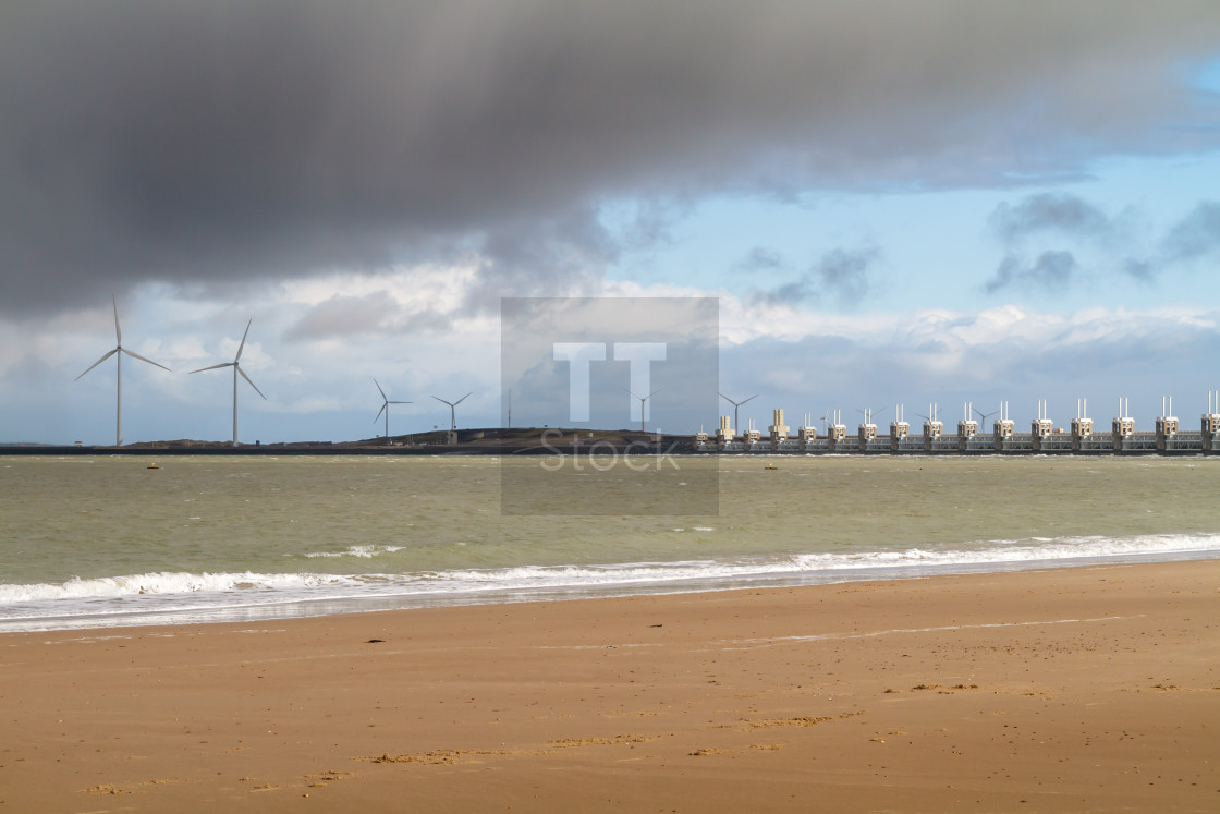 "Eastern Scheldt Storm Surge Barrier or Oosterscheldekering in Du" stock image