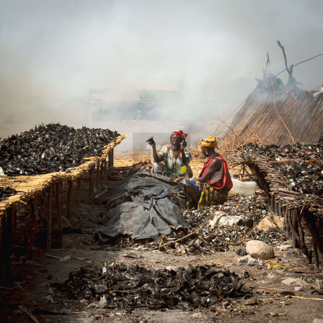 "People of Senegal - Fish drying zone" stock image