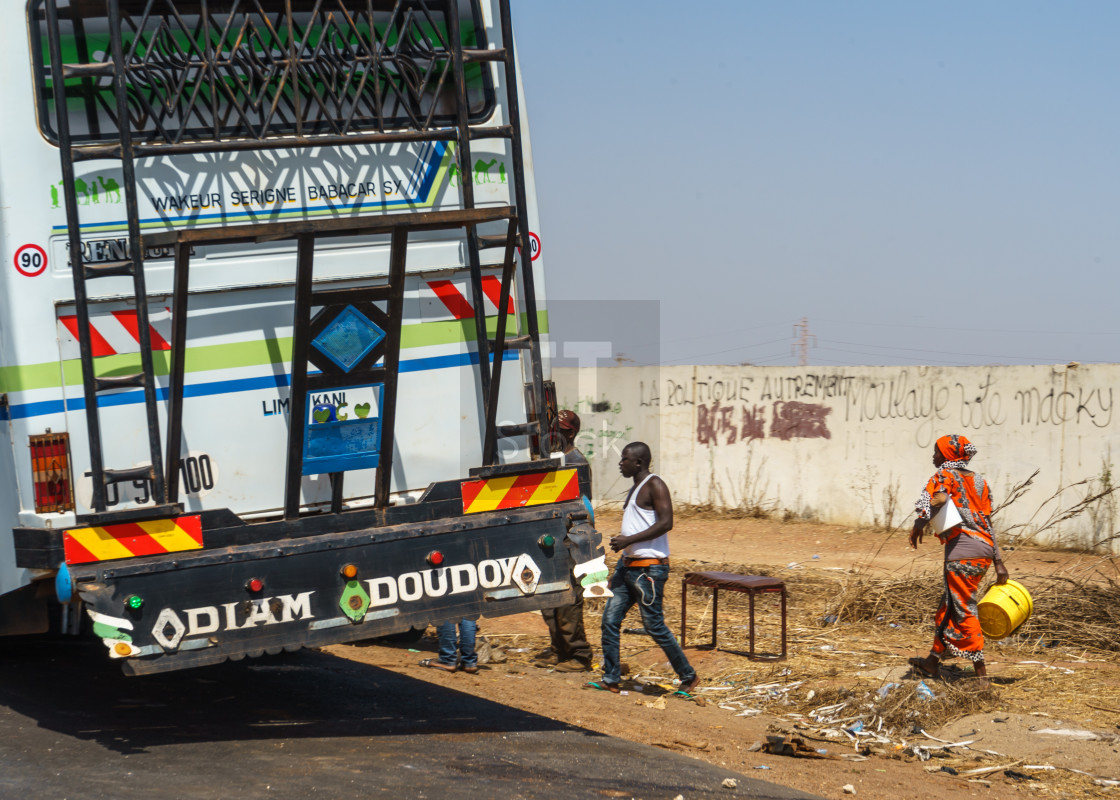 "People of Senegal - Catching the bus to Dakar" stock image