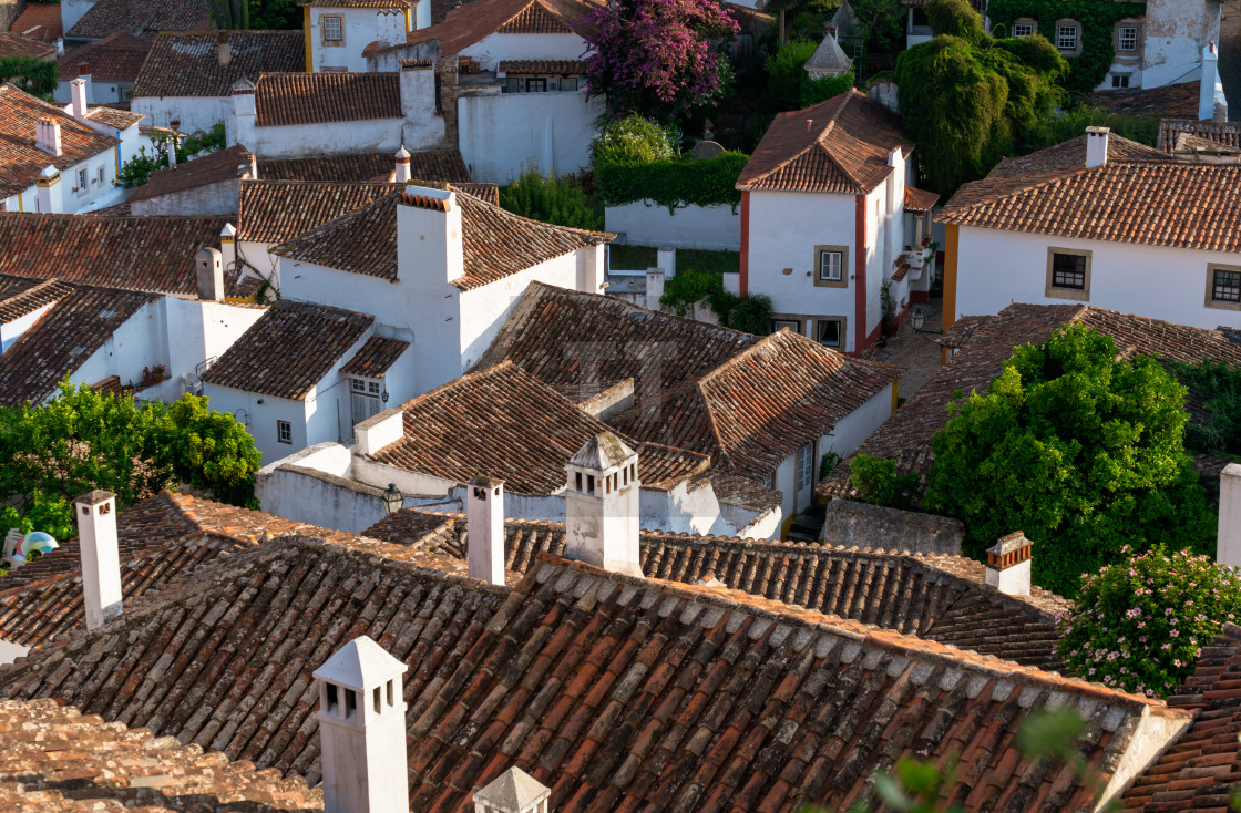 "Impressions Of Portugal - View across Obidos rooftops" stock image