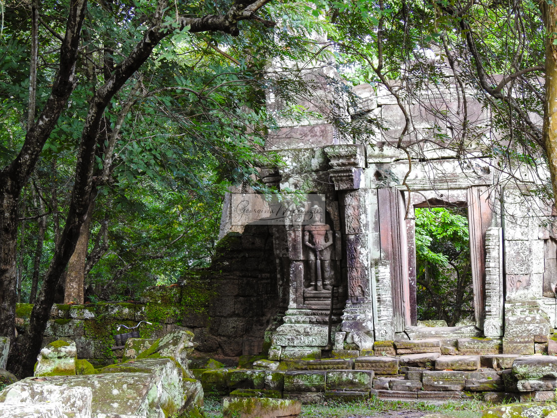 "Temple and doorway in Angkor Wat Complex" stock image