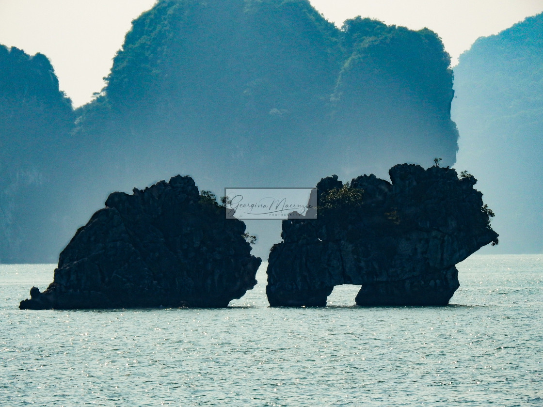 "Interesting rock formations Bai Tu Long Bay" stock image