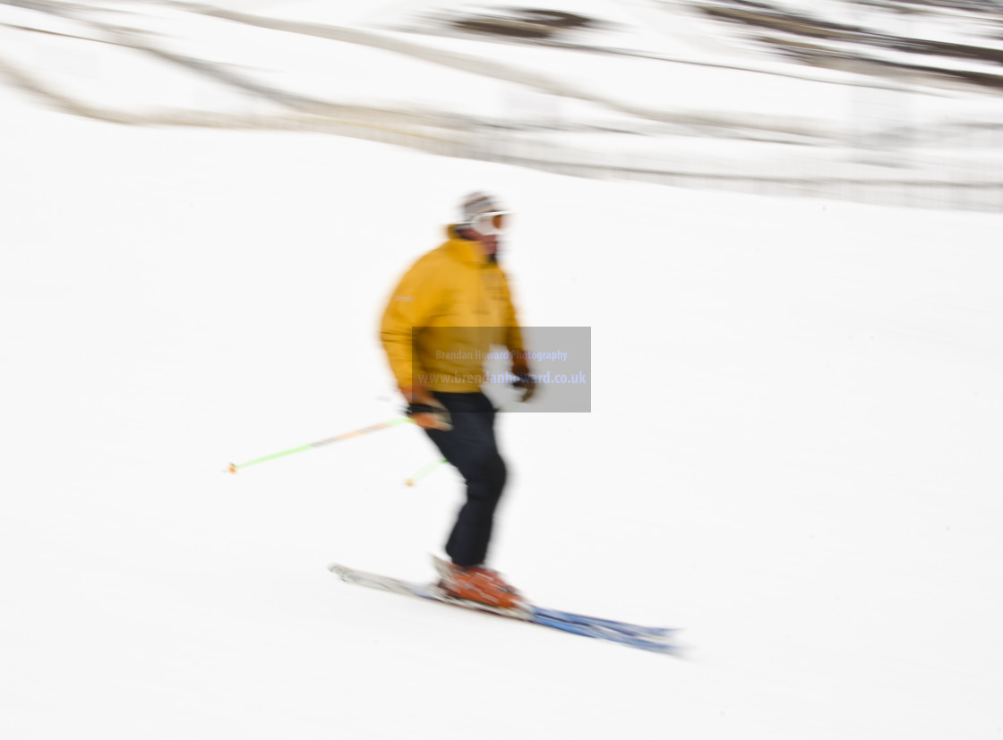 "Motion Blur Shot of Skier on Piste" stock image