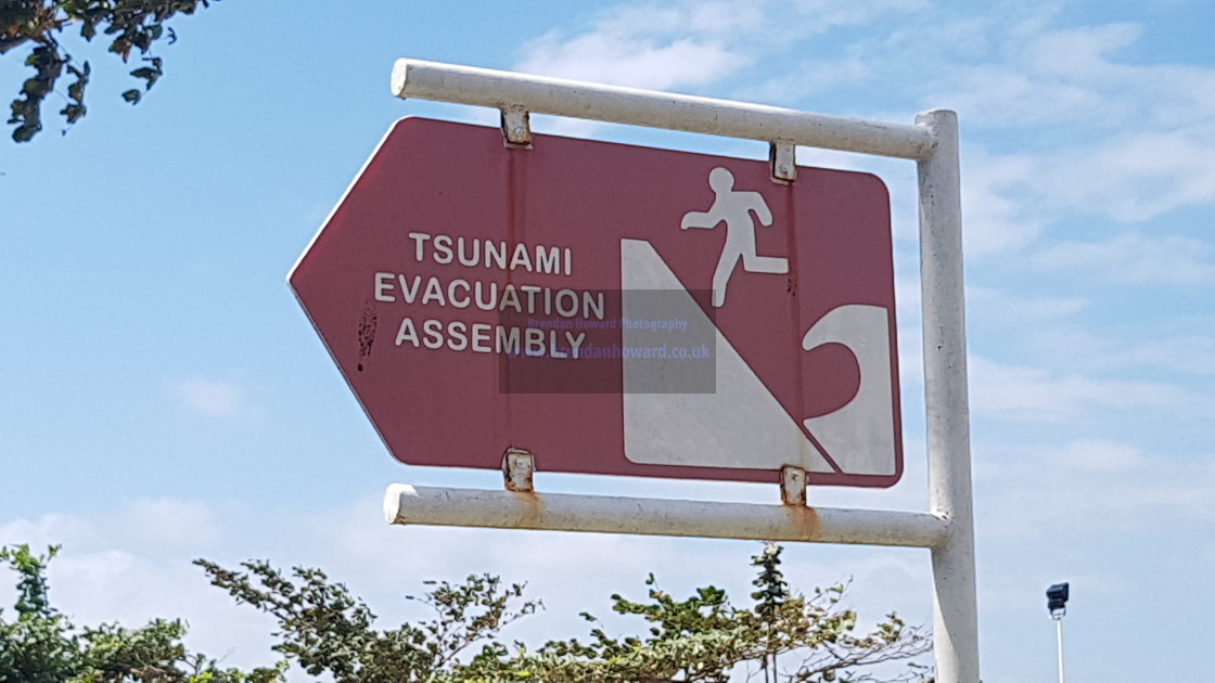 "Tsunami Evacuation Assembly Sign" stock image