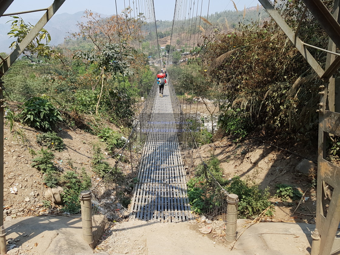 "Pedestrian bridge, Nepal" stock image