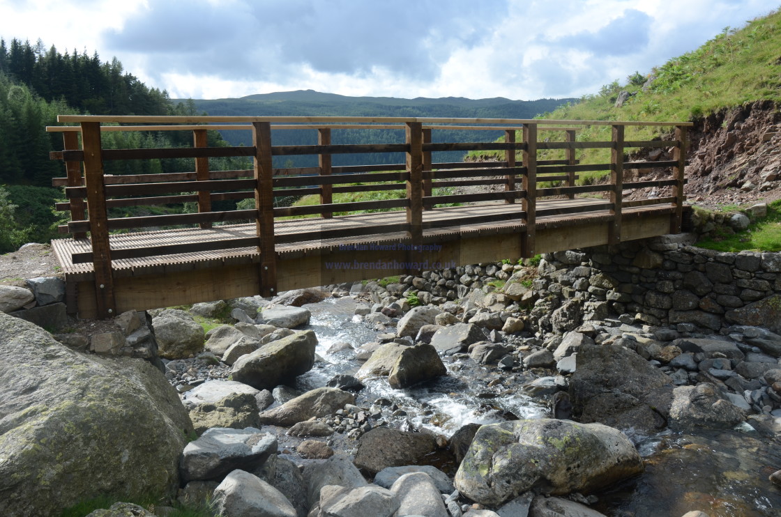 "Bridge over stream, Helvellyn, Lake District" stock image