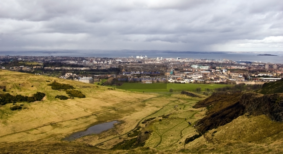 "Edinburgh from Arthur's Seat" stock image