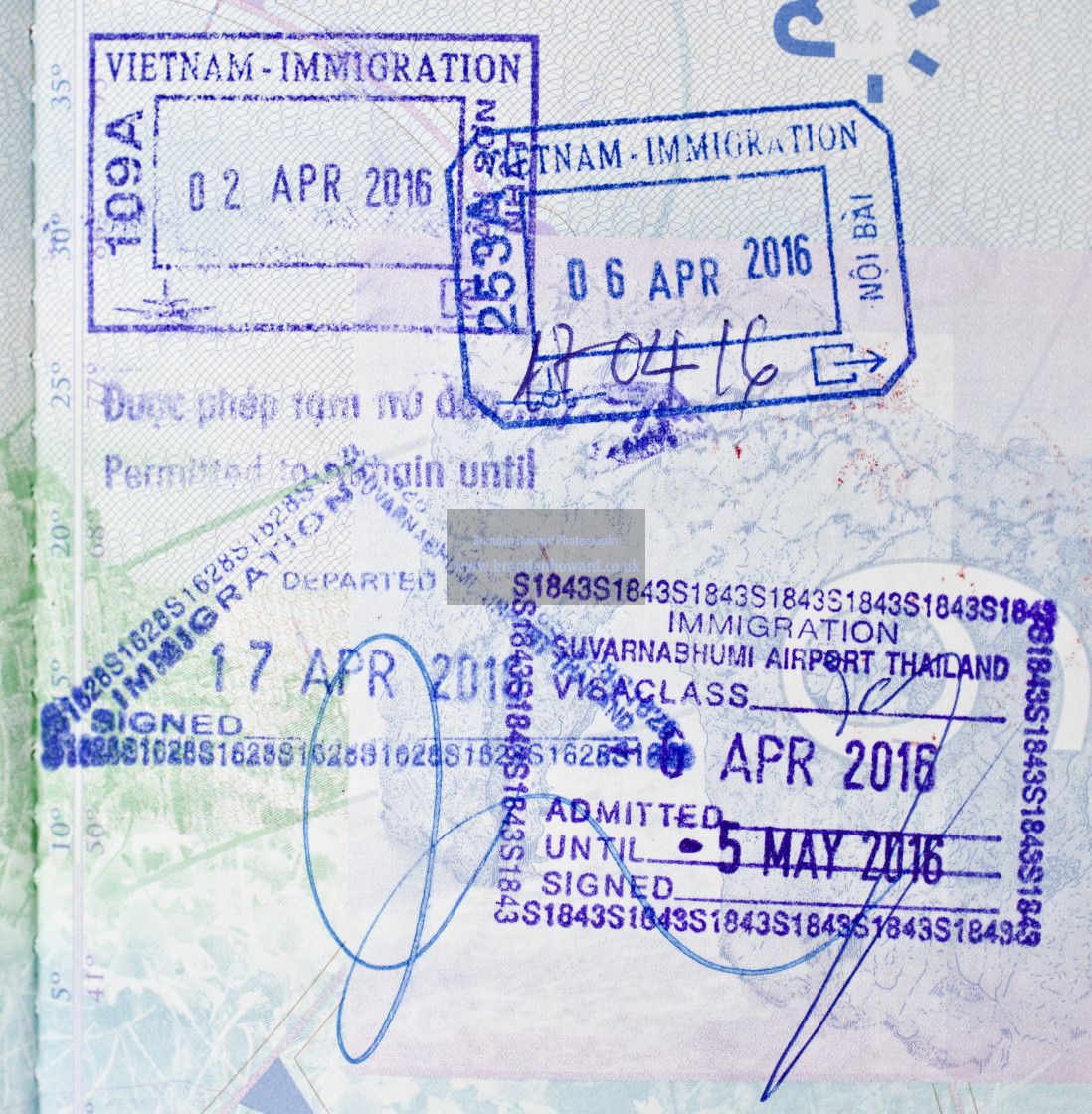 "Vietnam and Thailand Passport Stamps" stock image