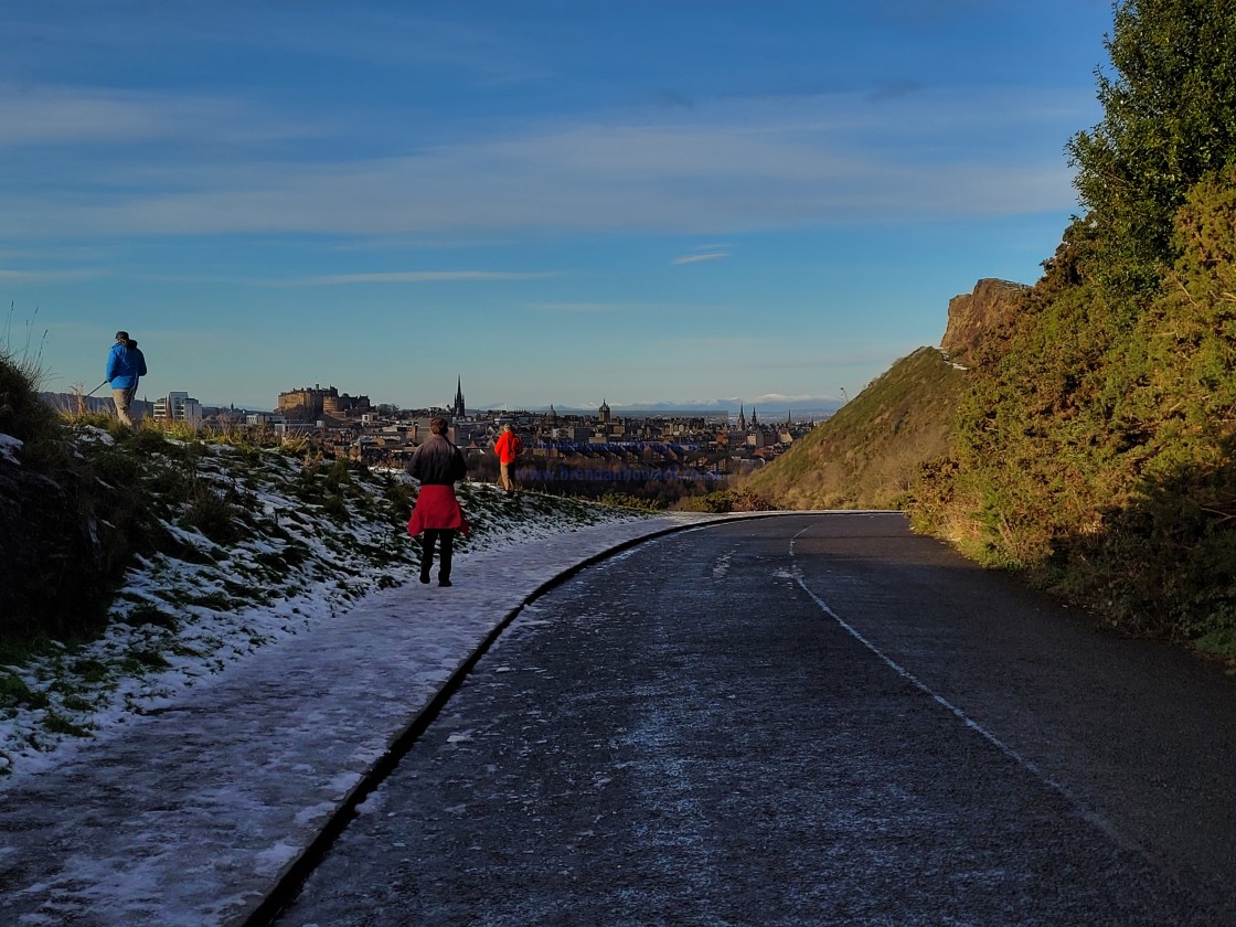 "High Road, Holyrood Park, Edinburgh" stock image