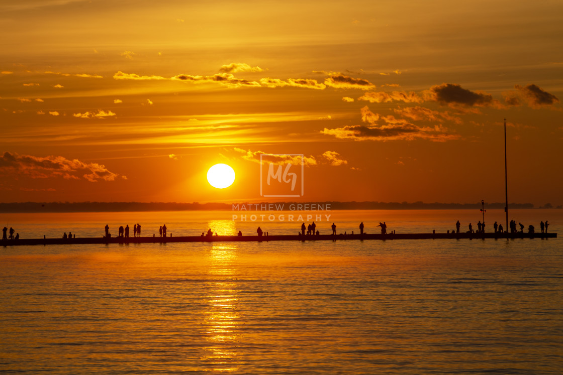 "Lakeside sunset on the pier" stock image