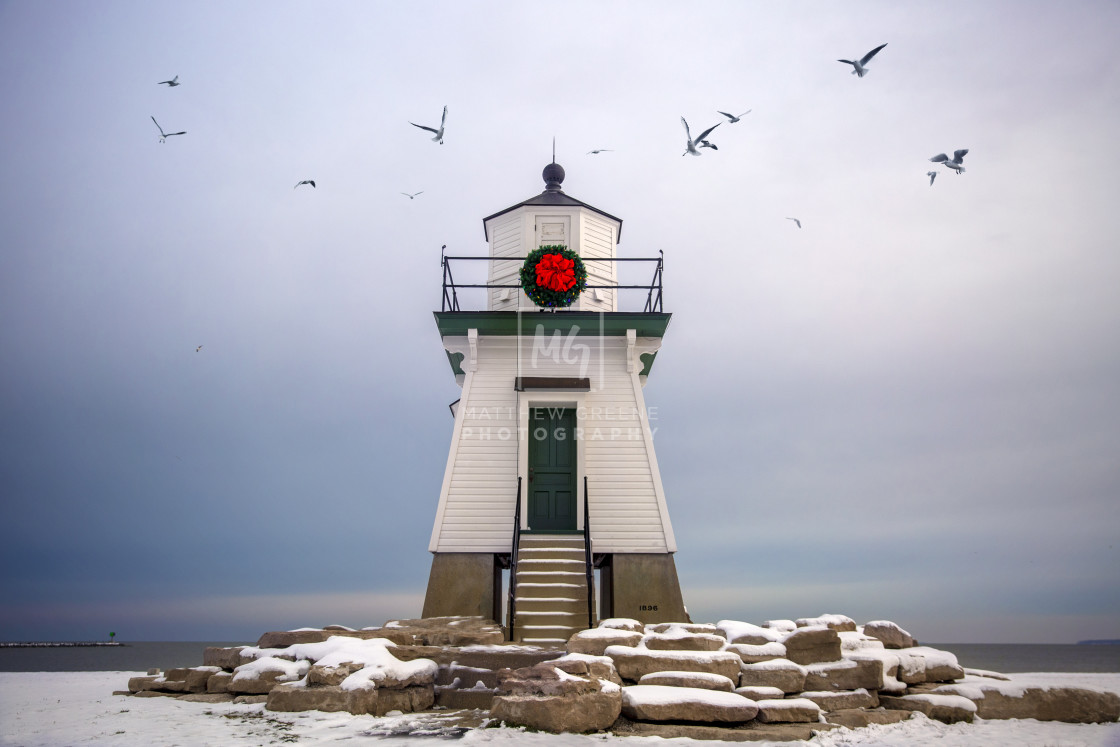 "Port Clinton Lighthouse - Holiday" stock image