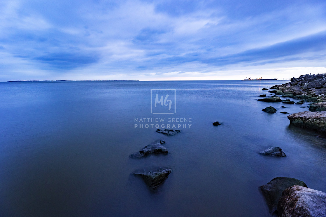 "Stepping stones in Lake Erie" stock image