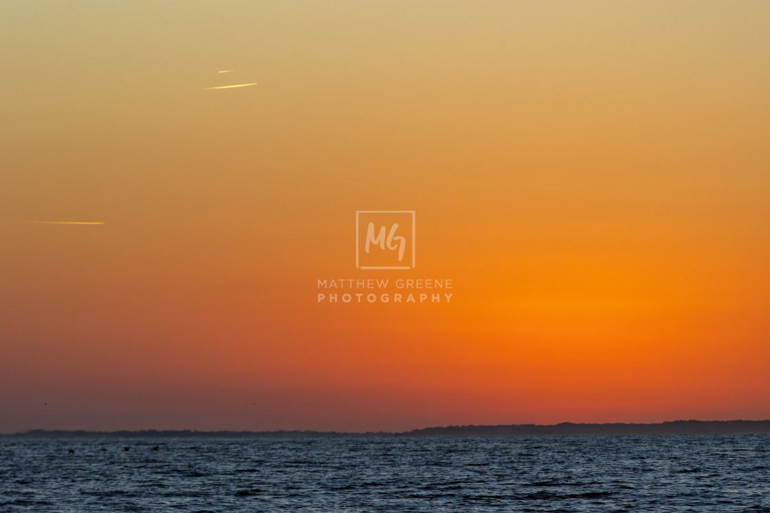 "Pelican Beach Afterglow" stock image