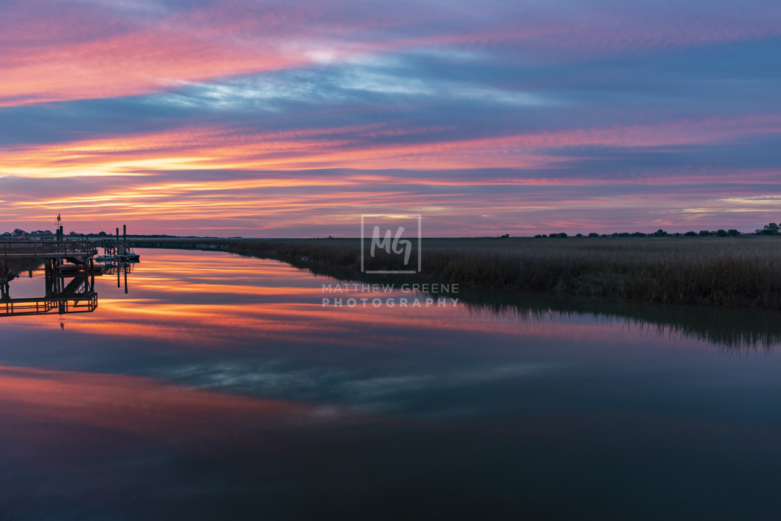 "Pink and Blue with Docks" stock image