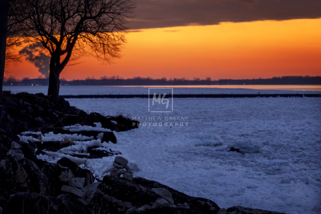 "Winter's Orange Afterglow" stock image