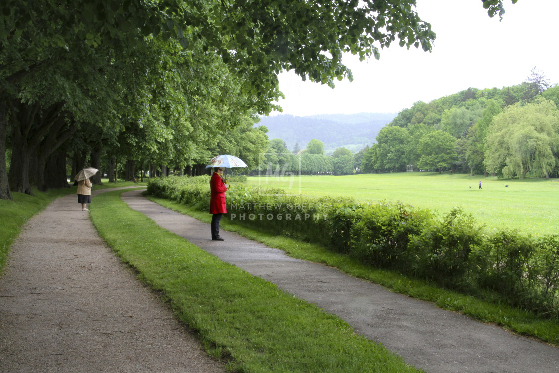 "A Sunday Afternoon in a Baden-Baden Park" stock image