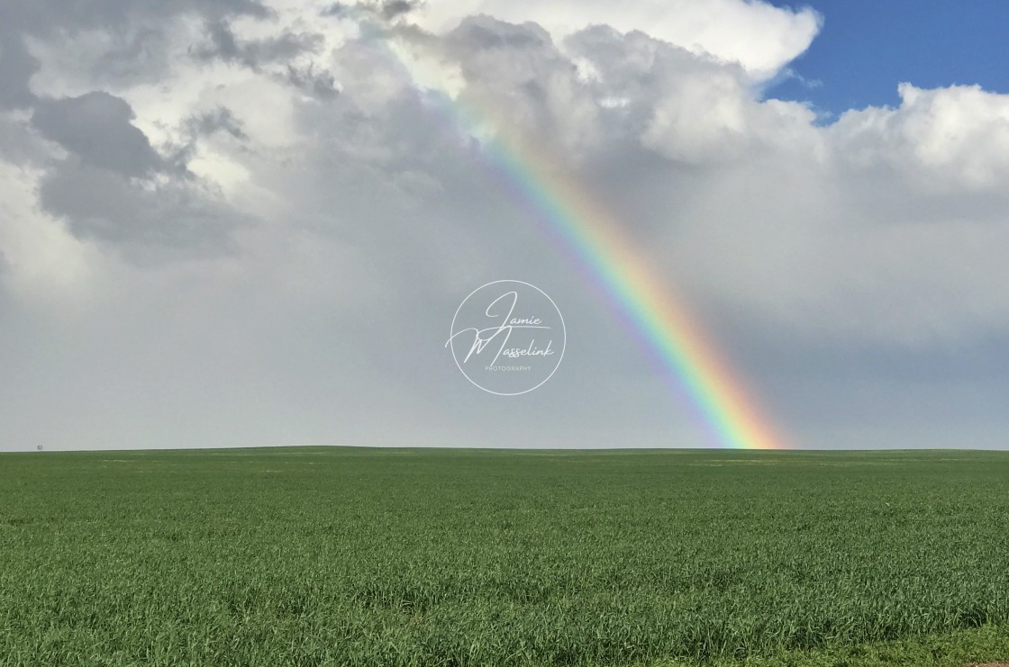 "Rainbow Over Bennett, Colorado" stock image