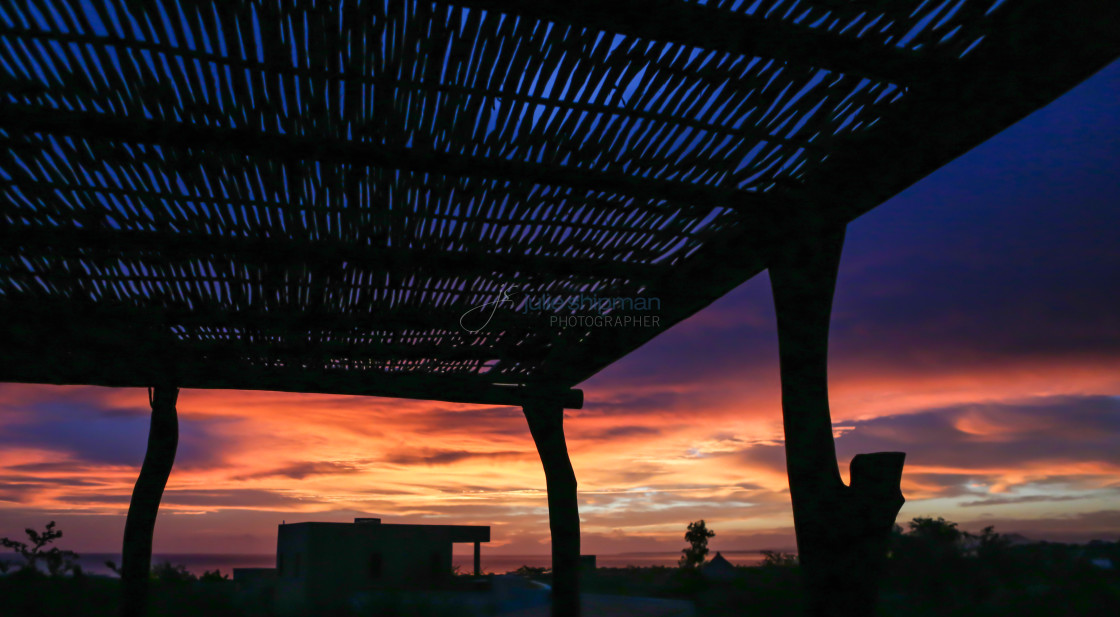 "Sunrise through the Stick Roof" stock image