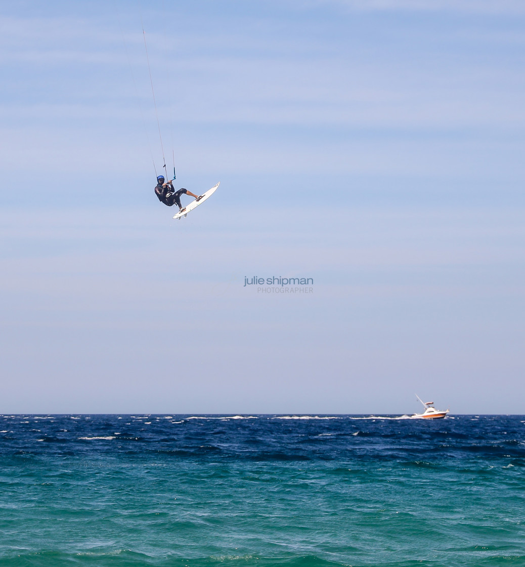 "Flying High on my Kiteboard" stock image