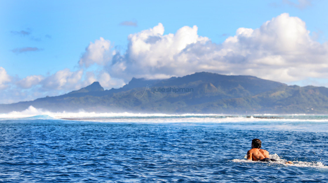 "Surfing Tahiti" stock image