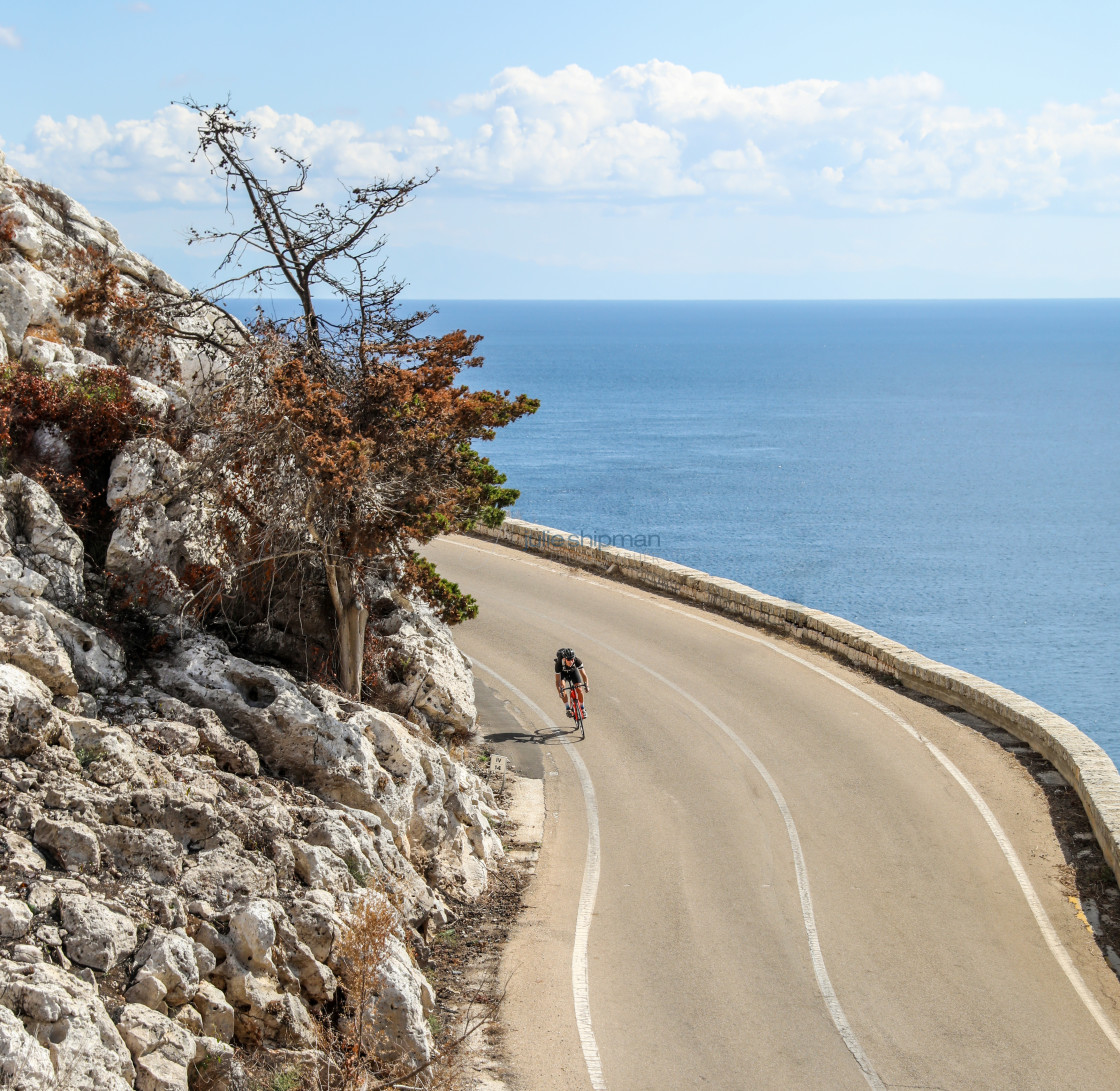 "Riding the Coast in Puglia" stock image