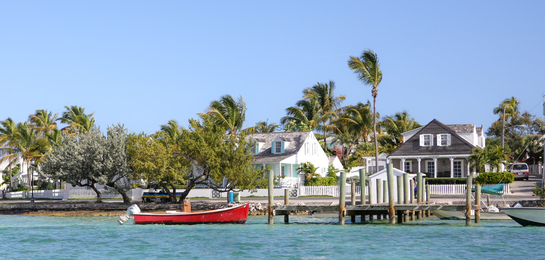 "Red Fishing Boat in the Harbor" stock image