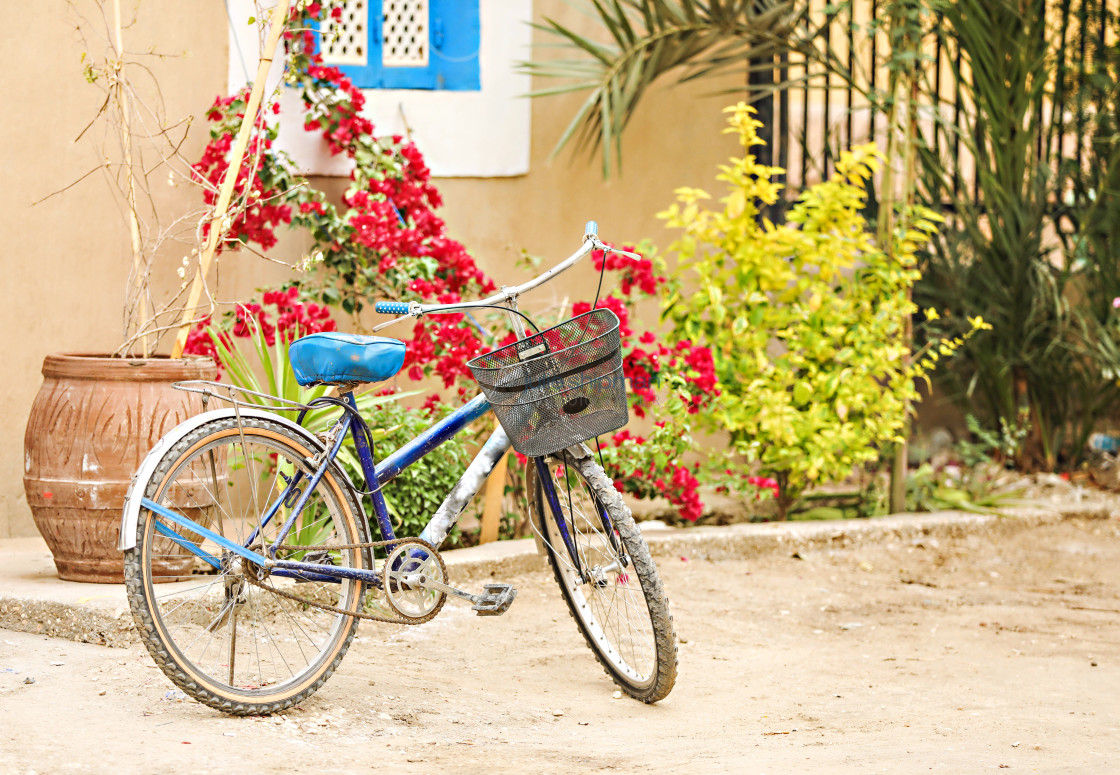 "Lone Blue Bike" stock image