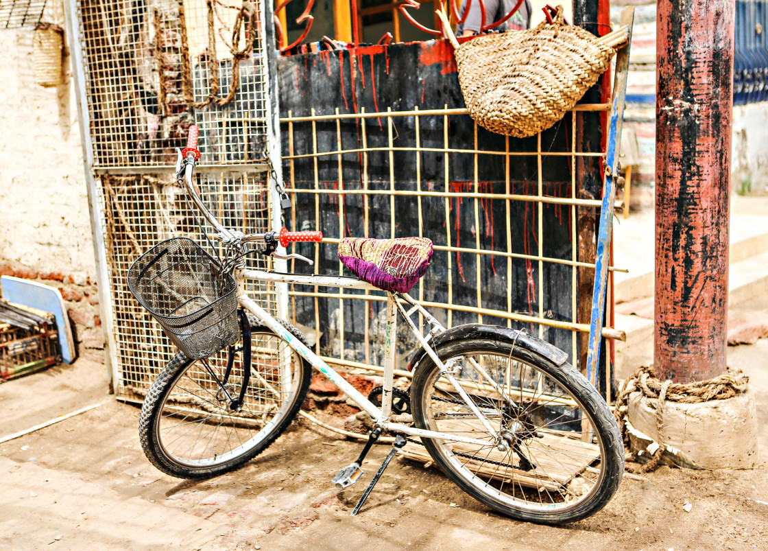 "A Bike with a Basket" stock image