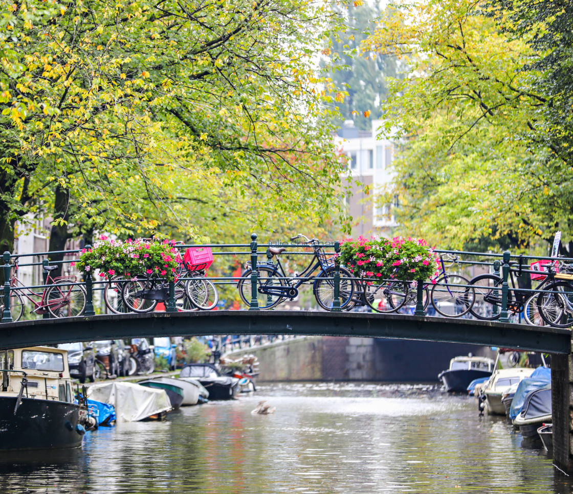 "Bikes on a Bridge" stock image