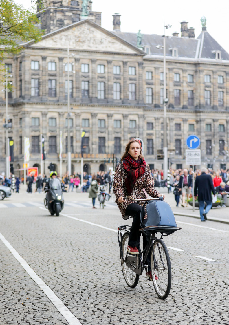 "Lady Leopard on her Bike" stock image