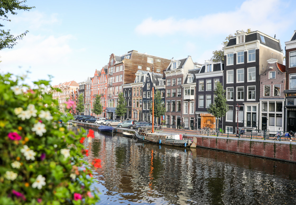 "Buildings and Boats on the Canal" stock image