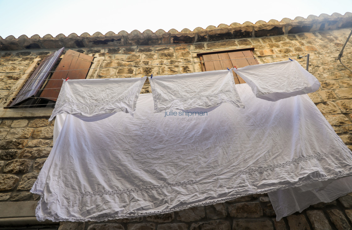 "White Linen Hanging" stock image