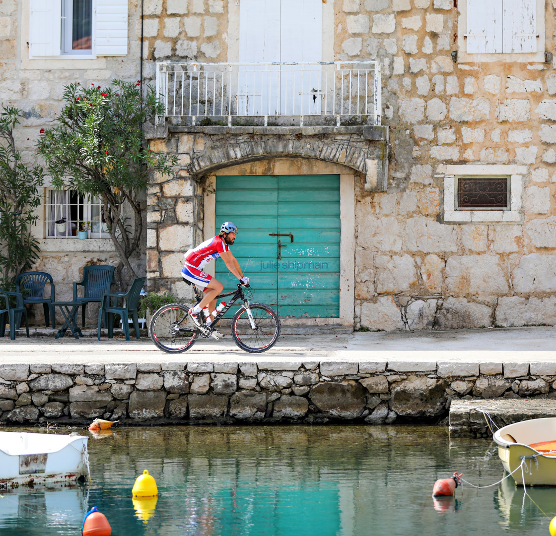 "Cyclist in Bobovisca" stock image