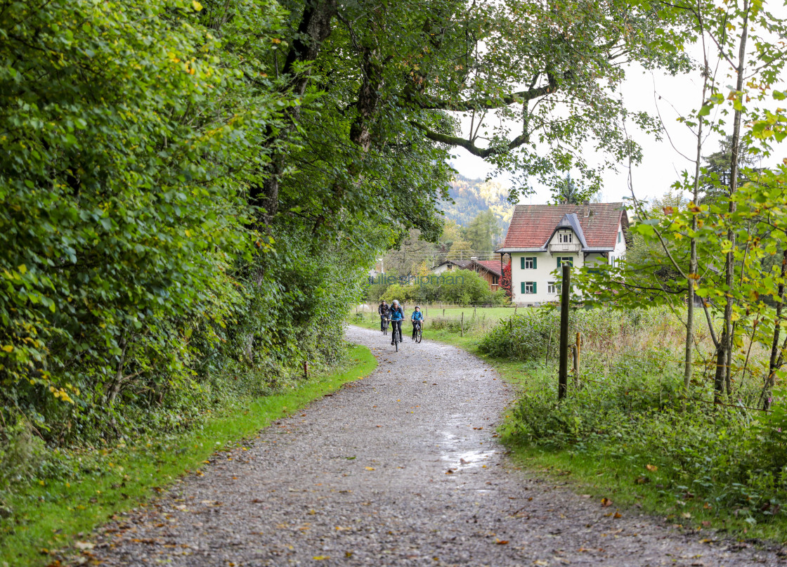 "Riding through the Village" stock image