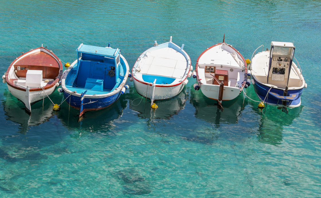 "Small Boats over the Blue" stock image