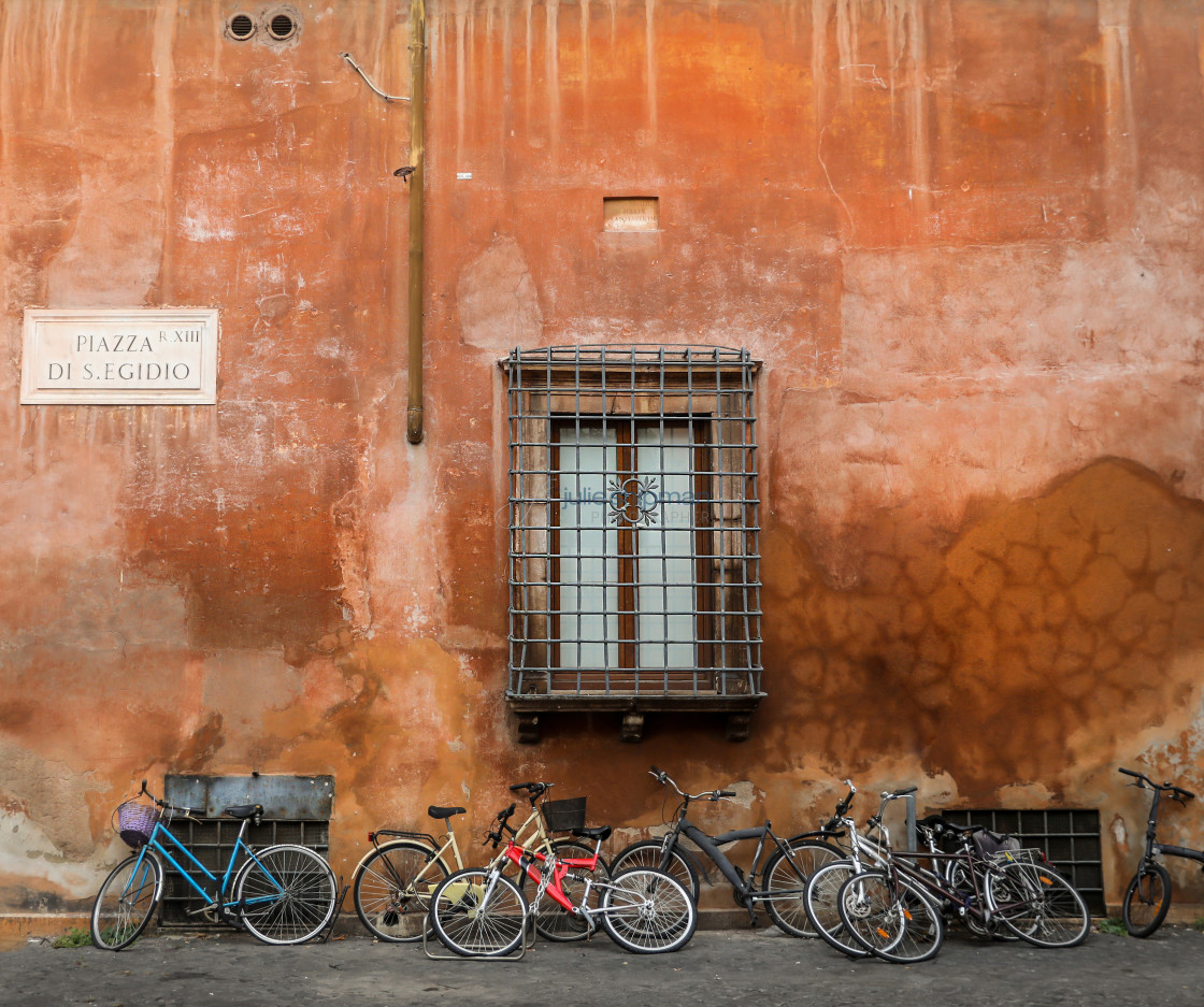 "Bikes on a Wall" stock image