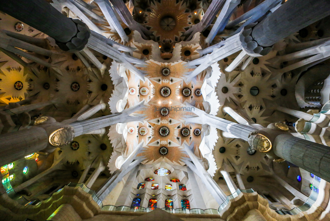 "Ceiling of Sagrada Familia" stock image