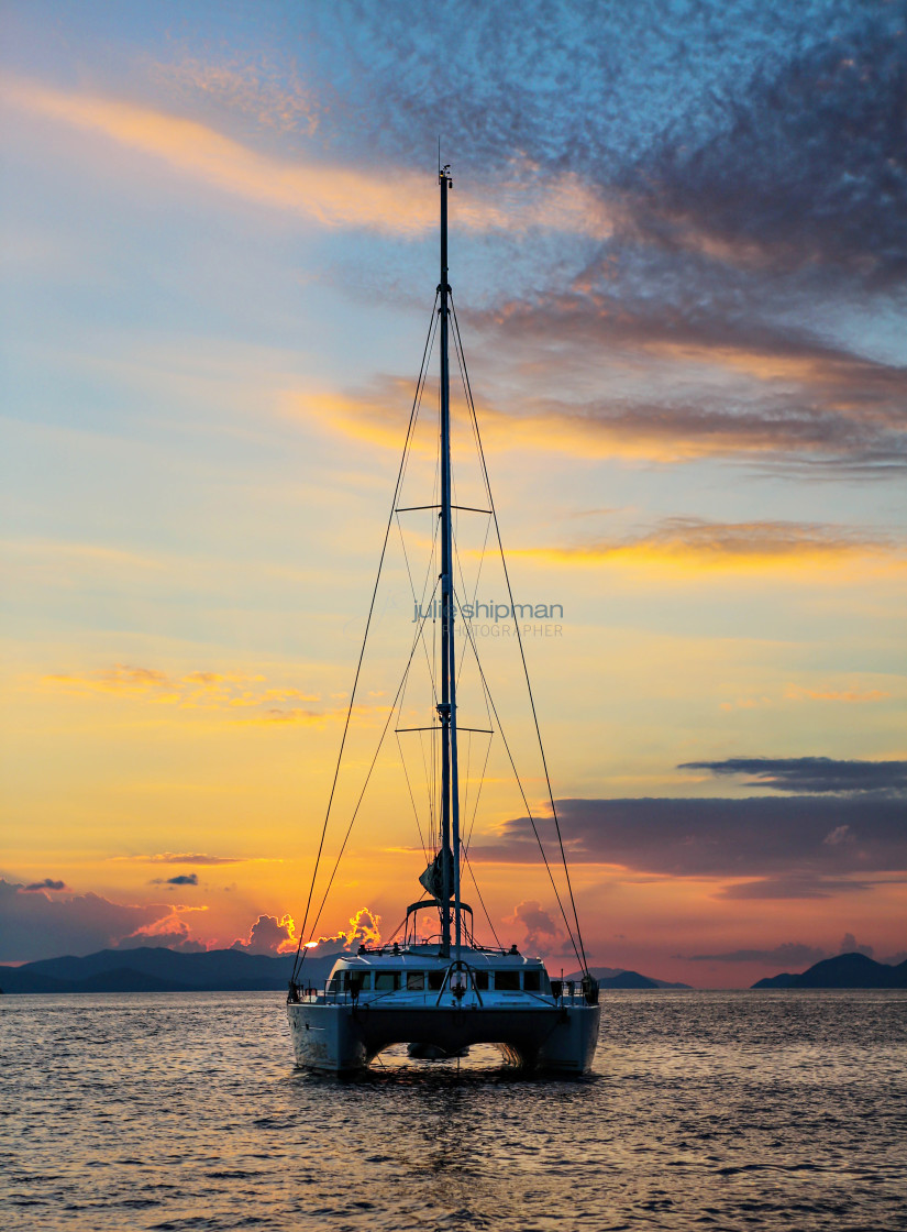 "Catamaran at Sunset" by Julie Shipman - $19.05 "Catamaran at Sunset" stock image