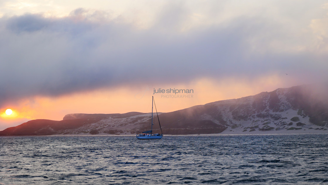 "Sunrise in Cuylers Harbor, San Miguel Island, CA" stock image