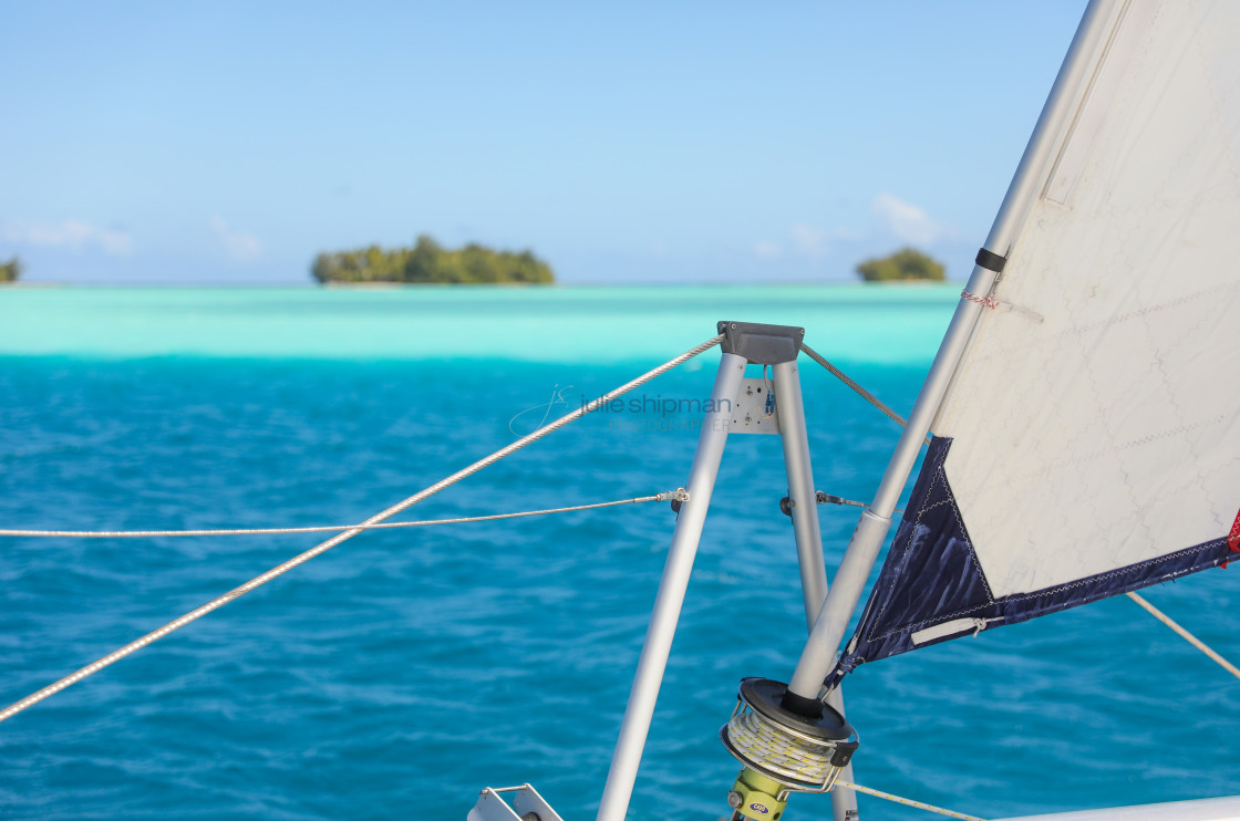 "The Stunning Blues of Tahitian waters." stock image