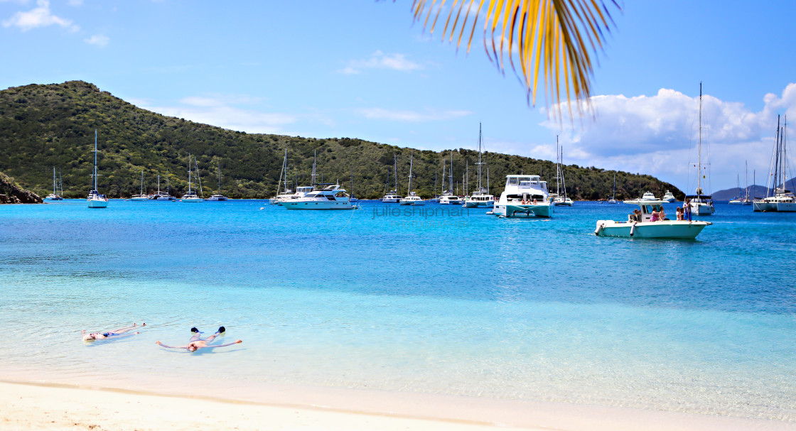 "Floating in the calm waters in the BVI." stock image