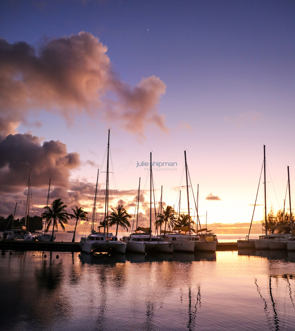 "Twilight in Raiatea Tahiti." stock image