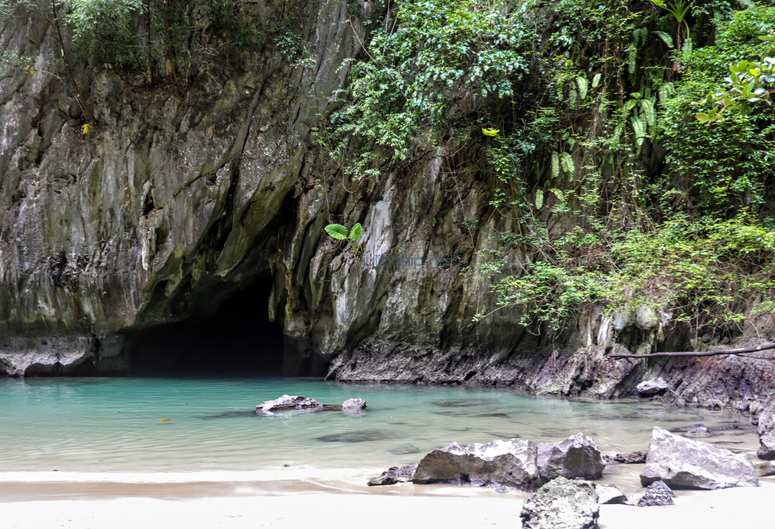 "Hidden cave on an Island in Thailand." stock image