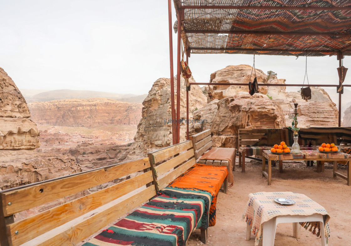 "A cafe and place to sit and rest along the Jordan Trail in Petra." by Julie Shipman - $18.66 "A cafe and place to sit and rest along the Jordan Trail in Petra." stock image