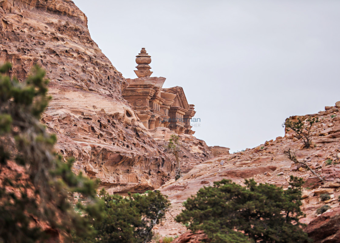"First view of the Monastery from the Jordan Trail." by Julie Shipman - $18.66 "First view of the Monastery from the Jordan Trail." stock image