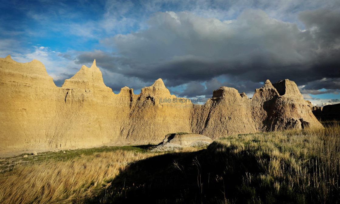 "Views of the stunning rock formations in the Badlands National Park of South Dakota." stock image