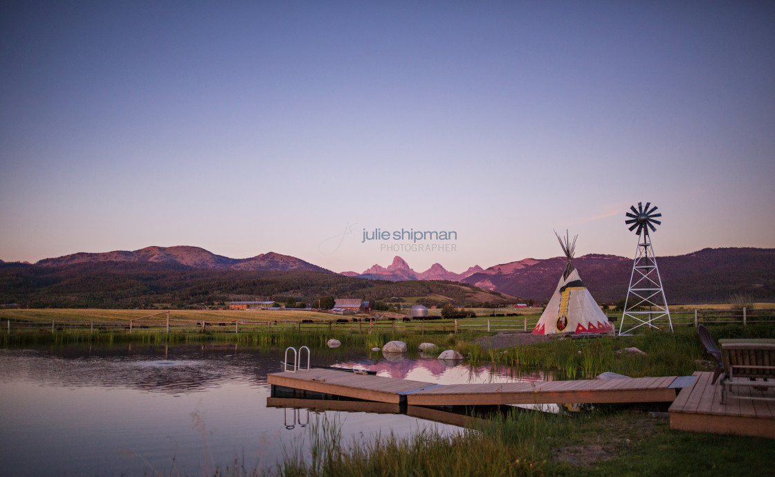 "Scenes from a ranch in Alta, Wyoming, on the west side of the Teton Mountains." stock image